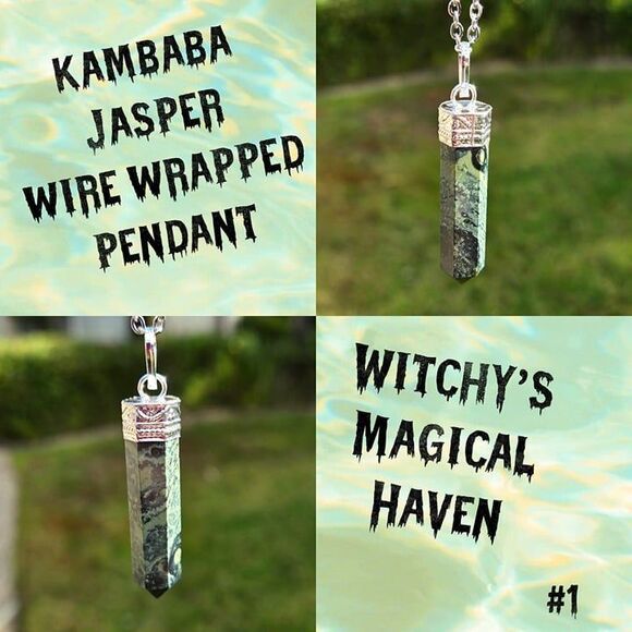 Kambaba Jasper Crystal Point Pendant - Picture 1 of 5